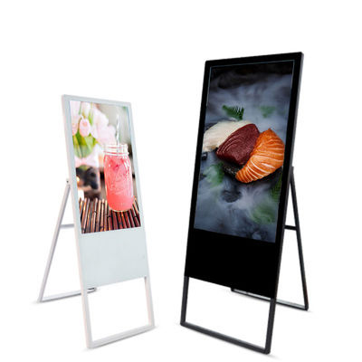 Kundengerechter 32 Zoll-Boden, der Monitor-Anzeigen-tragbare digitale Beschilderung 1080P LCD steht